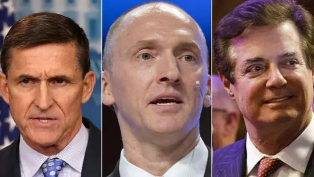 Waliokuwa wassaidizi wa Trump Former Trump Michael Flynn, Carter Page na Paul Manafort wanachunguzwa kwa madai ya kuhusishwa na Urusi