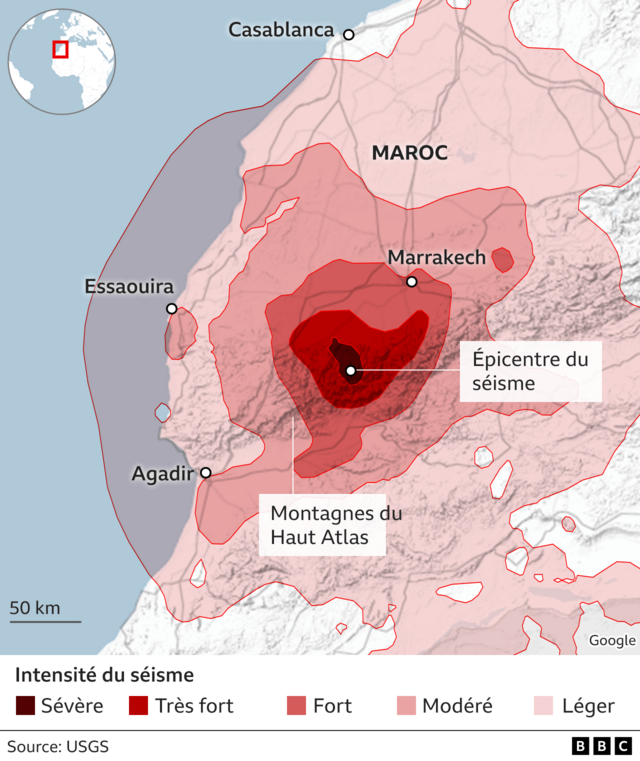 Tremblement de terre au Maroc le mouvement cartographié depuis l
