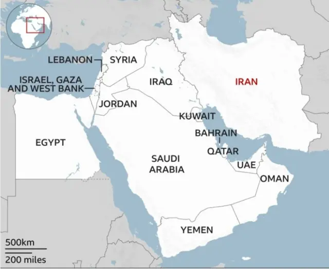 Map showing Middle East countries
