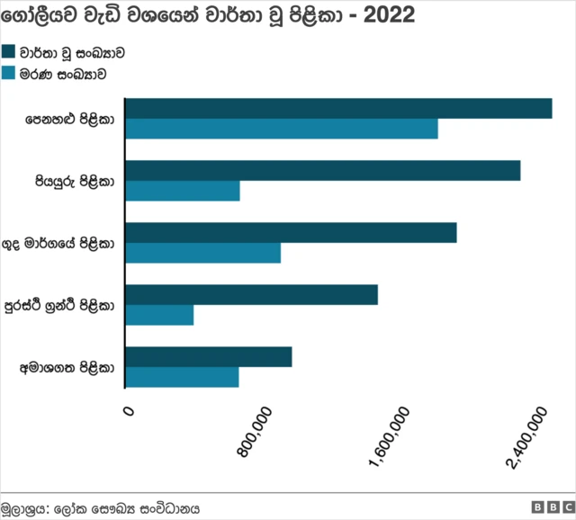 ගෝලීයව වැඩි වශයෙන් වාර්තා වූ පිළිකා - 2022
