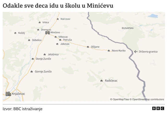 Mapa sela na istoku Srbije