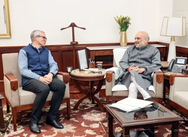 गृहमंत्री अमित शाह, जम्मू-कश्मीर के मुख्यमंत्री उमर अब्दुल्लाह