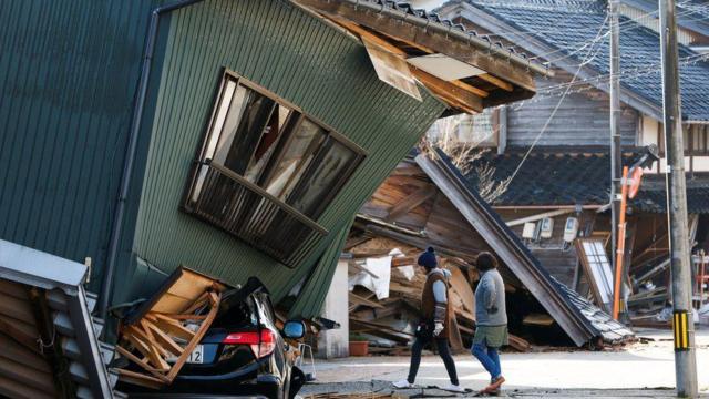 Casas destruidas en Japón