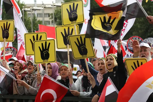 Mısır'da yaşananlarla ilgili Türkiye'de düzenlenen bir gösteri. 