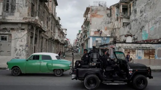 Security forces on the streets of Havana