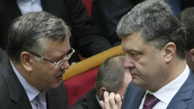 Гриценко и Порошенко в Верховной Раде Украины, 2014 год