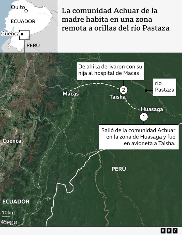 mapa de la comunidad Achuar