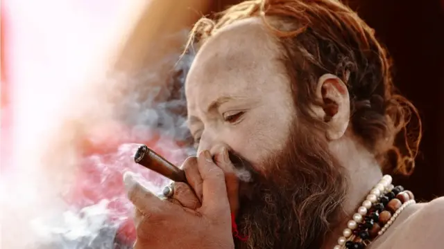 A Hindu holy man in the Kumbh Mela