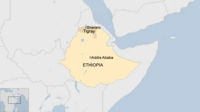 Ikarita y'ahatangajwe imirwano muri Ethiopia 