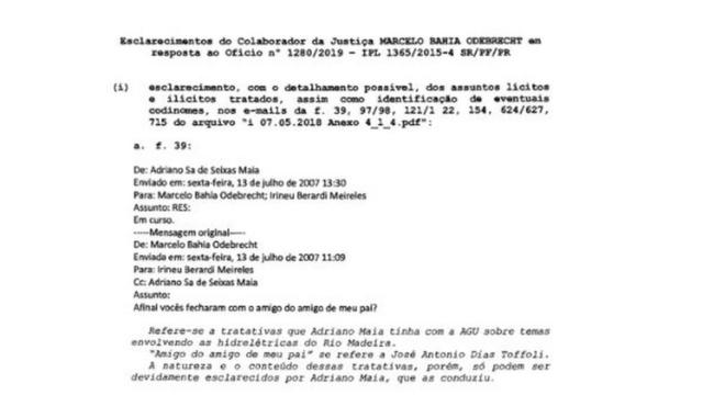 Trecho do documentoboard pokerque Marcelo Odebrecht cita Dias Toffoli retirado dos autos da Lava Jato