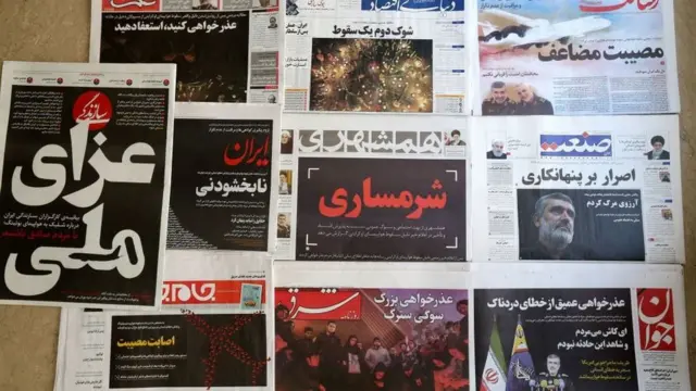 снимки передовиц иранских газет