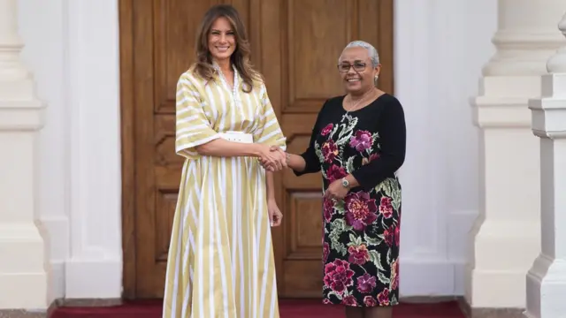 Première Dame des États-Unis Melania Trump rencontre Première Dame du Kenya Margaret Kenyatta