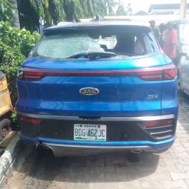 Back view of di vehicle involved in the accident 