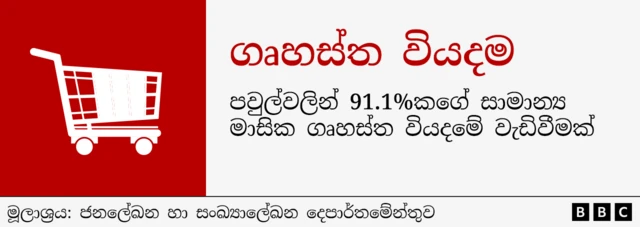 ආර්ථික අර්බුදයේ බලපෑම පිළිබඳ ගෘහස්ථ සමීක්ෂණයෙන් හෙළි වූයේ, සියයට 91.1 ක පවුල් ඔවුන්ගේ සාමාන්ය මාසික වියදමේ වැඩිවීමක් අත්විඳ ඇති බවයි. ආර්ථික අර්බුදයේ බලපෑම නොතකා, ආසන්න වශයෙන්, කුටුම්භවලින් සියයට 5.3 ක් ඔවුන්ගේ මුළු වියදම නොවෙනස්ව පවතින බව දක්වා ඇත. එහෙත්, කුටුම්භවලින් සියයට 3.6 ක් පමණක් ඔවුන්ගේ මුළු වියදමේ අඩුවීමක් දක්නට ලැබුණි.