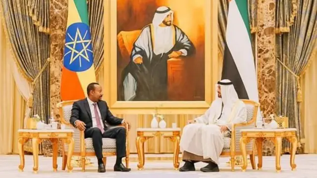 ቀዳማይ ምኒስተር ኢትዮጵያ ኣቢይ ኣሕመድ ምስ መራሒ ኢማራት ንጉስ መሓመድ ቢን ዛይድ