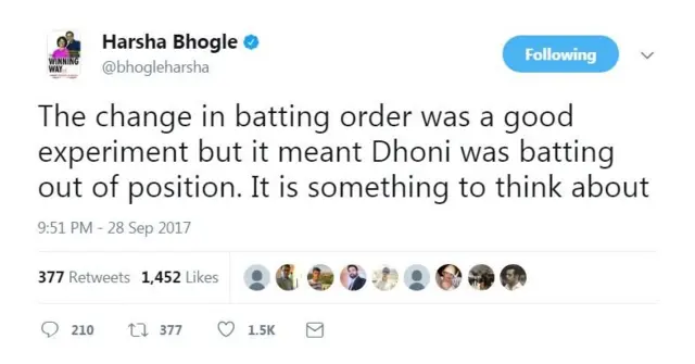 हर्षा भोगले का ट्वीट