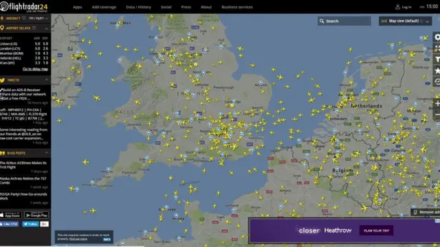 Скриншот сайта Flight Radar-24