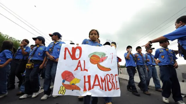 Marcha contra el hambre en El Salvador.