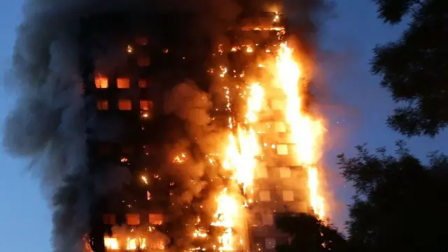 Las llamas en el edificio