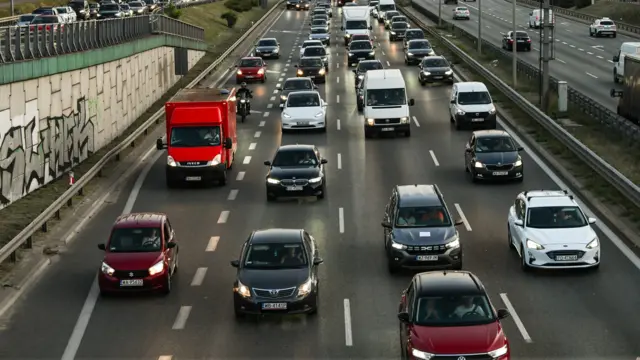 Samochody na Alei Obrońców Grodnej w Warszawie