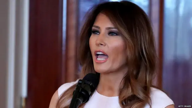 US First Lady Melania Trump speaks at a luncheon for governors' spouses