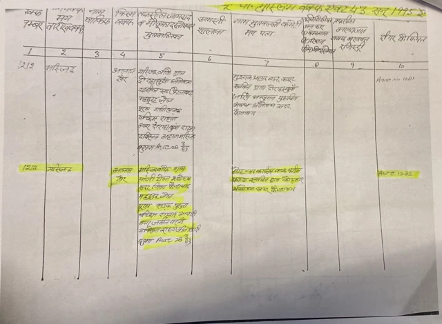 वक़्फ़ के रजिस्टर की कॉपी जिसमें मस्जिद का जिक्र है