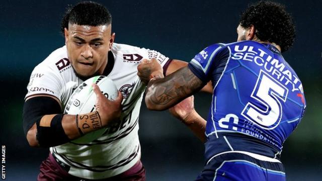 Manly Warringah Sea Eagles player Haumole Olakau'atu asks for