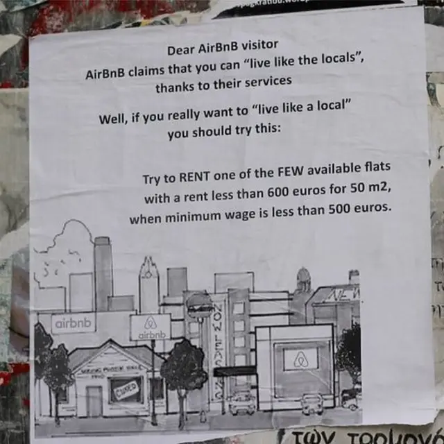 높은 임대료를 비판하는 주민들의 분노를 거리 곳곳에서 볼 수 있다