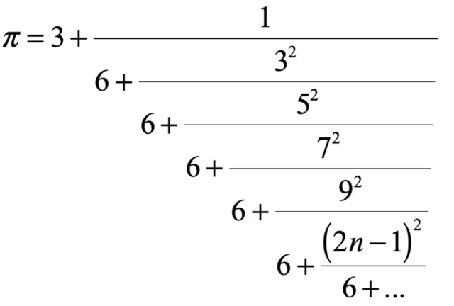 ค่าพาย (π) ที่เขียนในรูปของเศษส่วนต่อเนื่อง