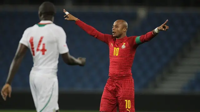 Le capitaine des Black Stars du Ghana, André Ayew, lors d'un match amical contre le Sénégal en 2015.