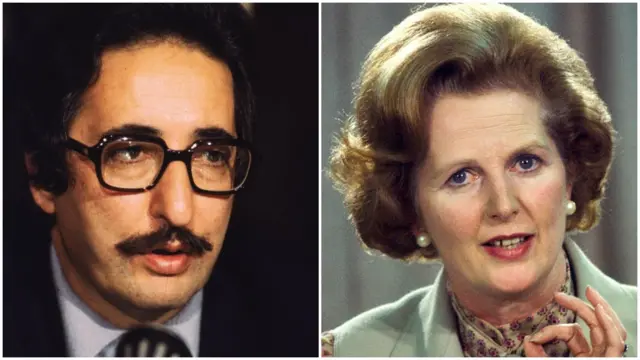 مارگارت تاچر نخست‌وزیر بریتانیا و ابوالحسن بنی‌صدر رئیس جمهوری وقت ایران