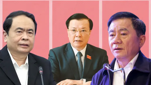3 người trong Bộ Chính trị dưới 65 tuổi vào tháng 1/2026, lần lượt từ trái qua là ông Trần Thanh Mẫn, ông Đinh Tiến Dũng và ông Trần Cẩm Tú. 