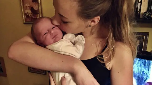 Klara Dollan and her baby