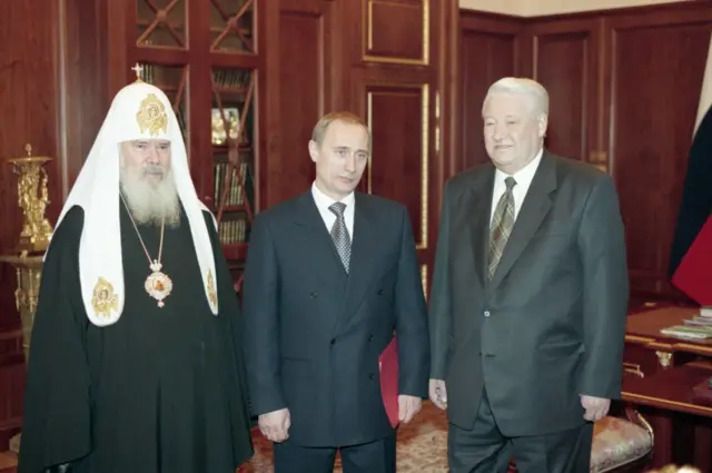 Патриарх Алексий II, Владимир Путин и Борис Ельцин