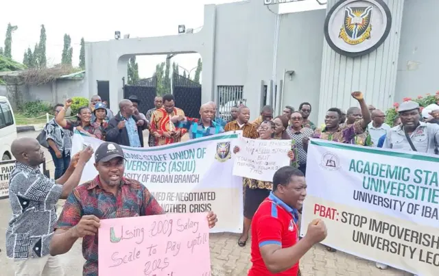 Awọn olukọ ASUU to n se iwọde ni Fasiti Ibadan