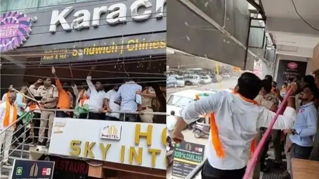 হায়দরাবাদের করাচি বেকারিতে ভাঙচুর চালানো হচ্ছে