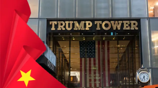 Tòa tháp Trump Tower và quốc kỳ Việt Nam