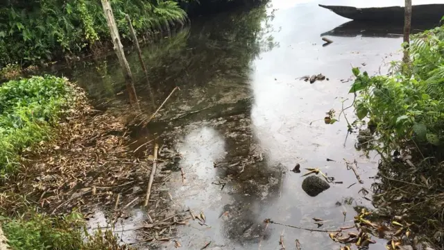 Oil spill for river