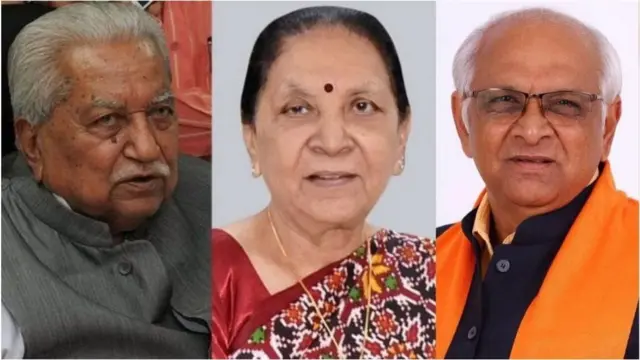 પૂર્વ મુખ્ય મંત્રી કેશુભાઈ પટેલ, આનંદીબહેન પટેલ અને વર્તમાન મુખ્ય મંત્રી ભૂપેન્દ્ર પટેલ