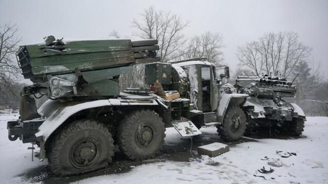 Уничтоженная система залпового огня российской армии