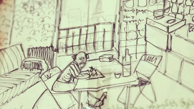 نمایی در فیلم «آراپیک» - تصویری از طراحی‌های آراپیک از زندگی شخصی‌اش