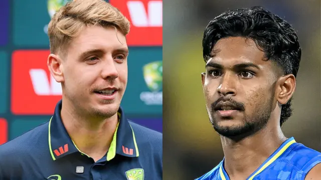 ऑस्ट्रेलियाई क्रिकेटर कैमरुन ग्रीन (बाएं) और श्रीलंका पेसर मथीशा पथिराना