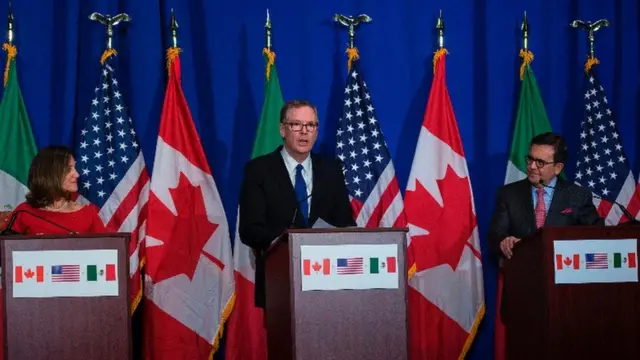 Los negociadores de Canadá, Estados Unidos y México en Washington.