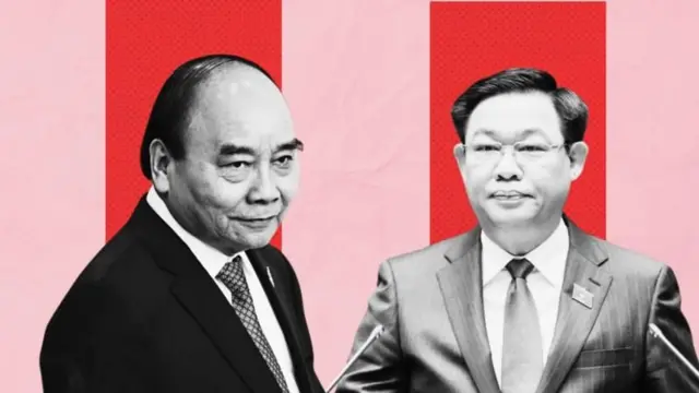 Ông Nguyễn Xuân Phúc (trái) và ông Vương Đình Huệ thành hai Tứ Trụ hiếm hoi bị kỷ luật cảnh cáo sau khi đã mất chức