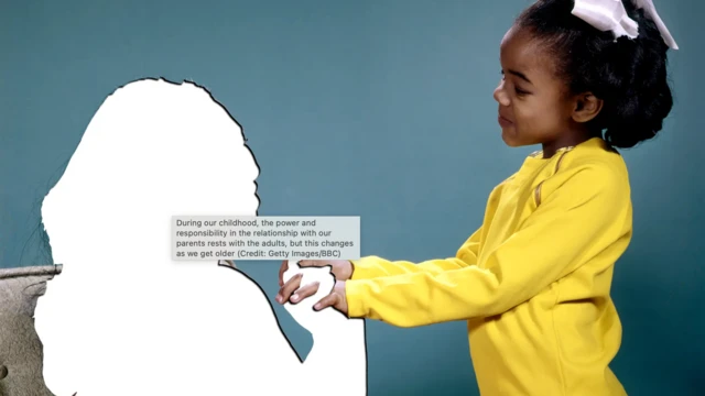 삽화에는 한 아이가 부모를 바라보며 손을 잡고 있는 장면이 담겨 있다. 부모의 모습은 윤곽만 남은 채 비어 있다.