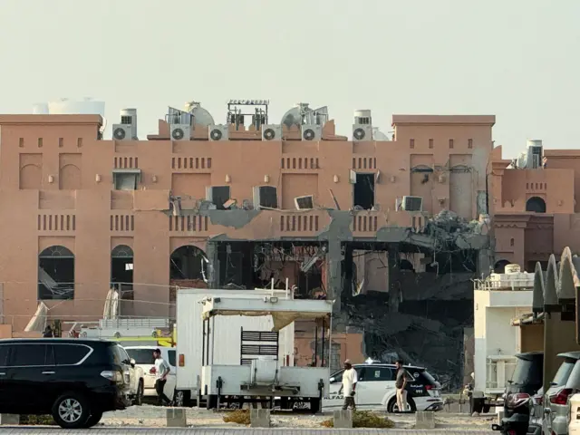 مبنى متضرر، إثر هجوم إسرائيلي على قادة حماس في الدوحة، قطر، 9 سبتمبر 2025.