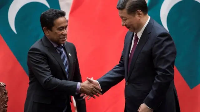 मालदीव के राष्ट्रपति अब्दुल्ला यामीन और चीन के राष्ट्रपति शी जिनपिंग
