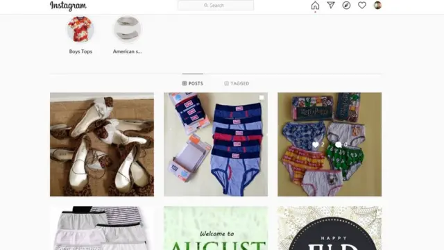 Business page for Instagram