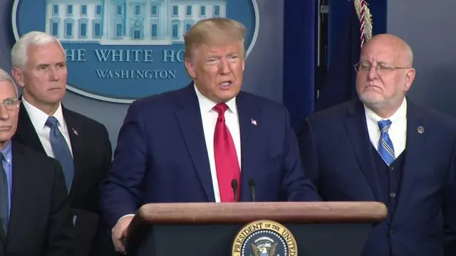 President Trump addressing a press conference