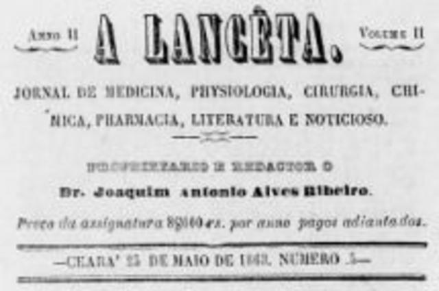 Capa do periódico A Lancêta, fundada por Alves Ribeiro